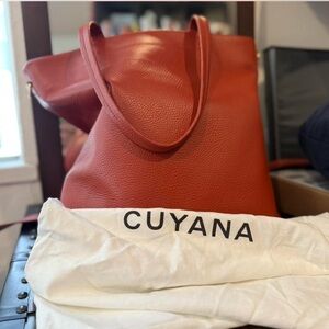 Cuyana Brick Red Leather Tote